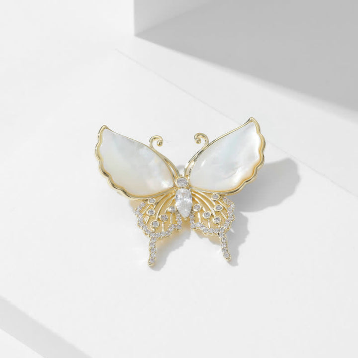 Women's Natural Shell Butterfly Brooch - image 7