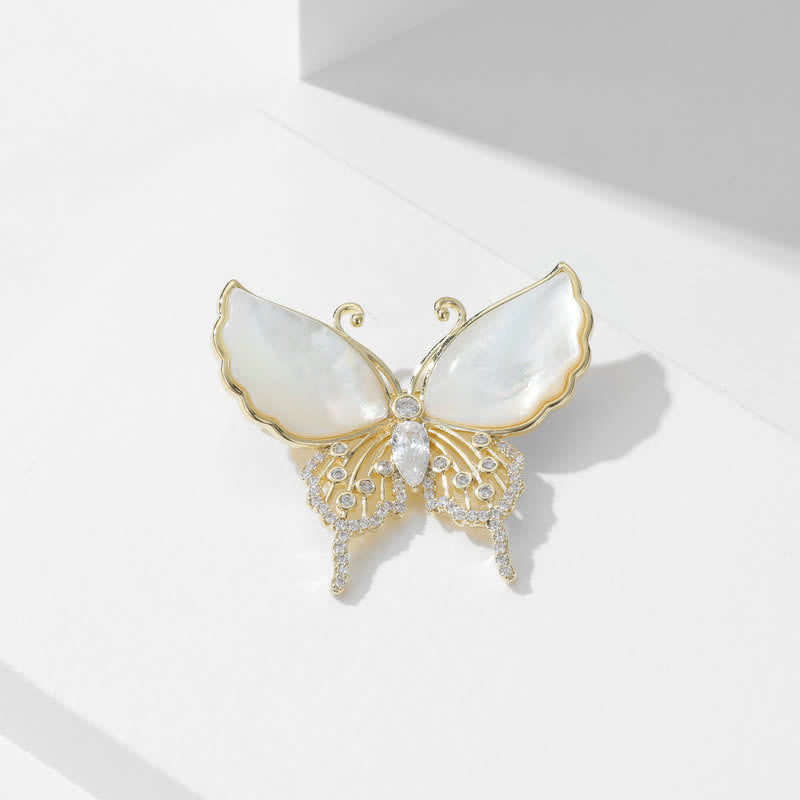 Women's Natural Shell Butterfly Brooch - image 7