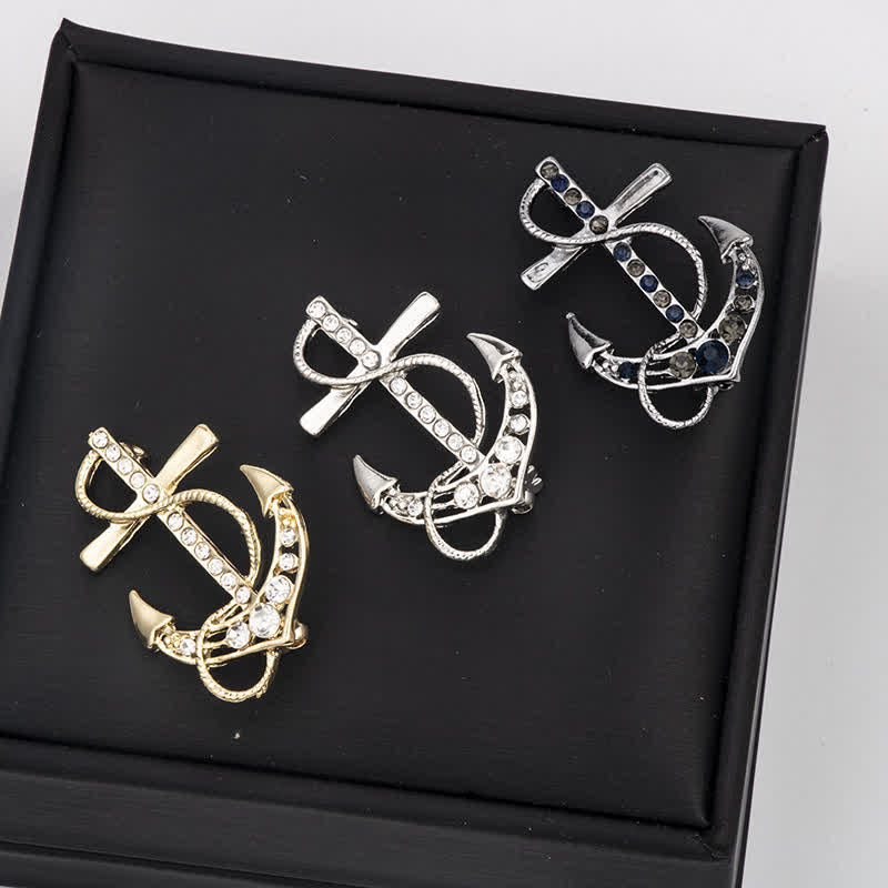 Men's Sea Boat Anchor Brooch - image 1