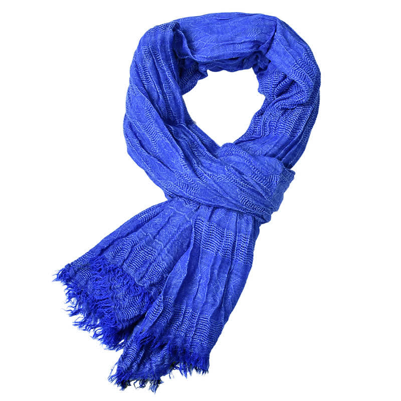 Men's Versatile Diamond Plaid Raw Edge Scarf - image 8