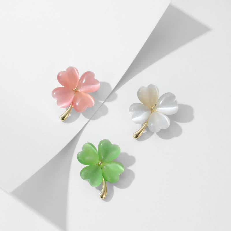 Women's Lucky Four-Leaf Clovers Brooch - image 2