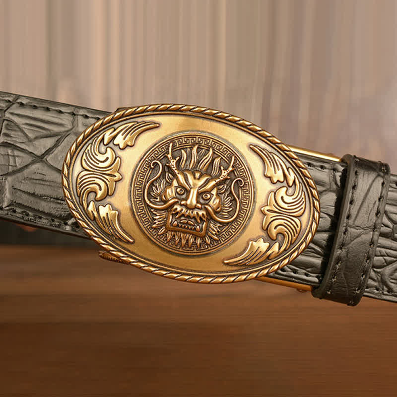 Men's Dragon Head Crocodile Pattern Leather Belt - image 5