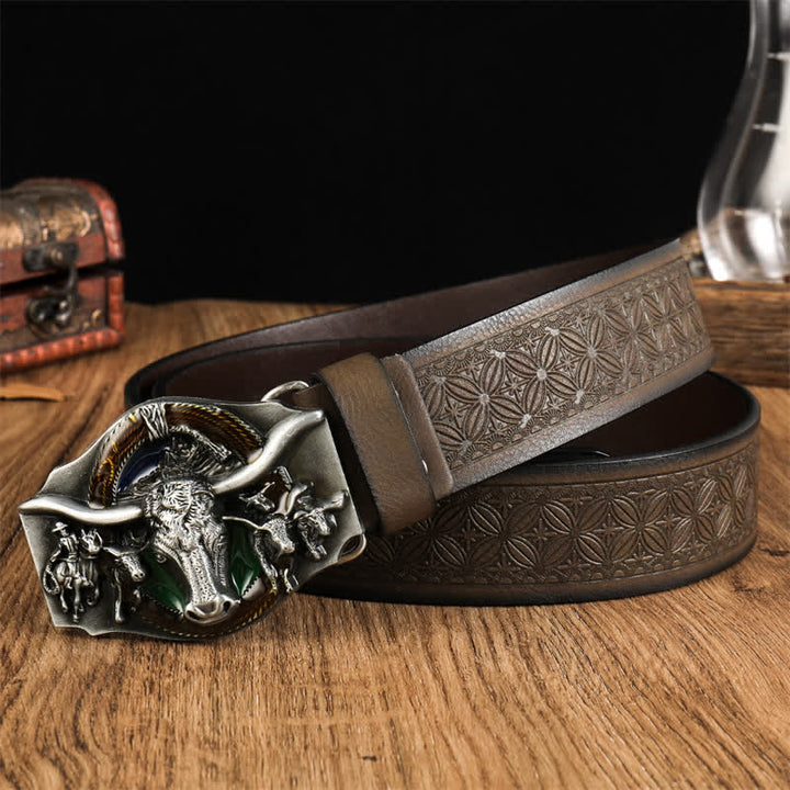 Men's Domineering Bull Head Leather Belt - Style #4 - 38 - image 5