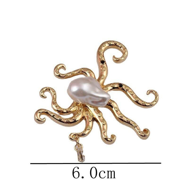 Unisex Tropic Octopus Large Pearl Brooch - image 6