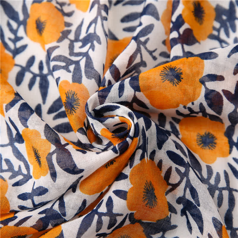 Women's Bohemian Print Floral Tassel Scarf - image 5