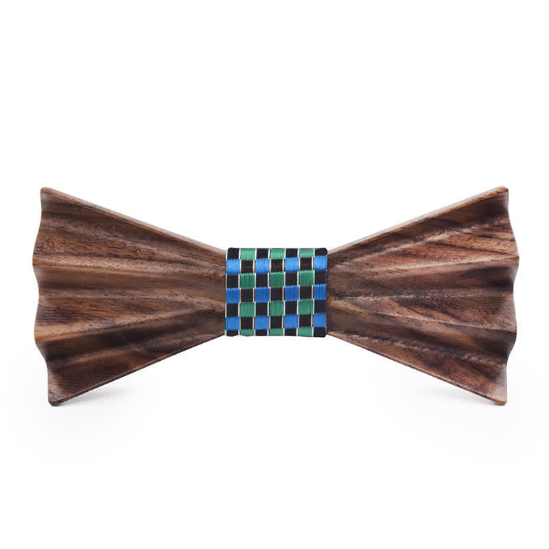 Men's Dark Stereo 3D Folded Wooden Bow Tie - Green - image 3