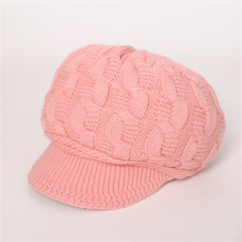Women's Slouchy Fluffy Lining Visor Beanie Hat - Pink - Adjustable (Approx. 19.69"-23.62") - image 15