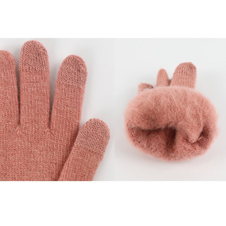 3Pcs Women's Pompom Woven Hat Scarf Touchscreen Gloves Set - image 8