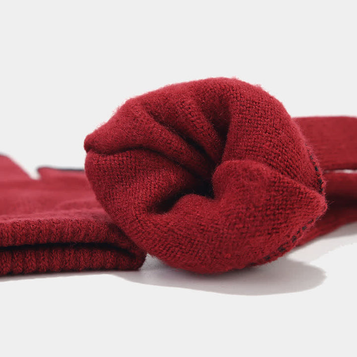 3Pcs Unisex Solid Color Twill Hat Scarf Gloves Set - image 11