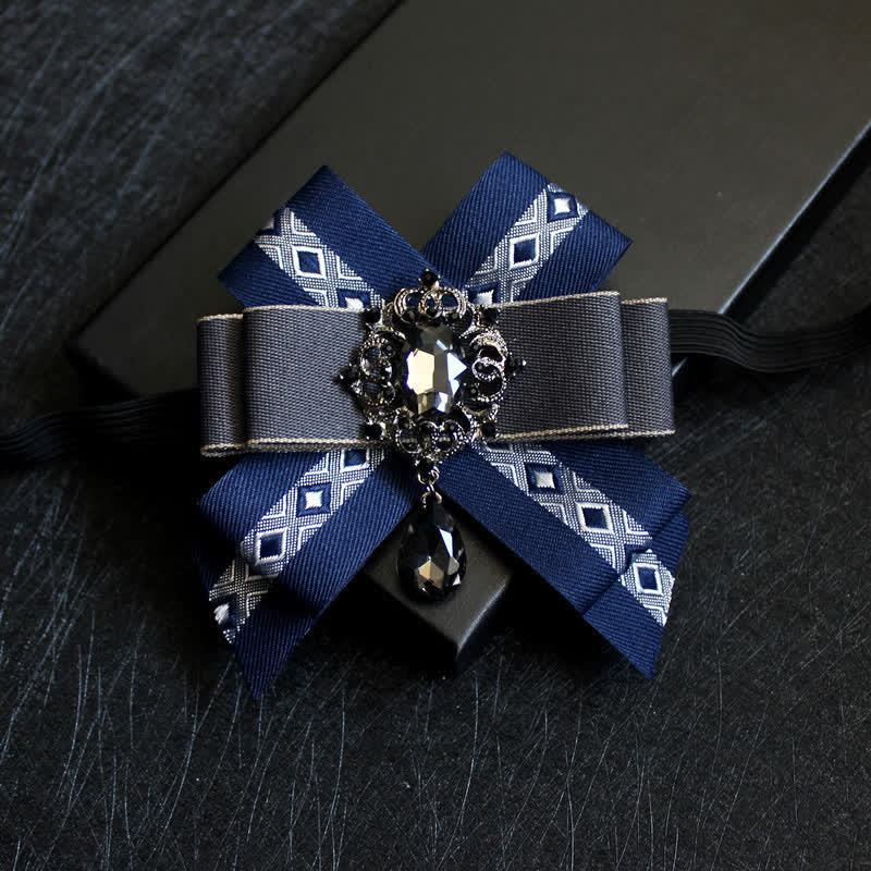Luxury Blue Rhinestone Waterdrop Bow Tie - Style #1 - image 1
