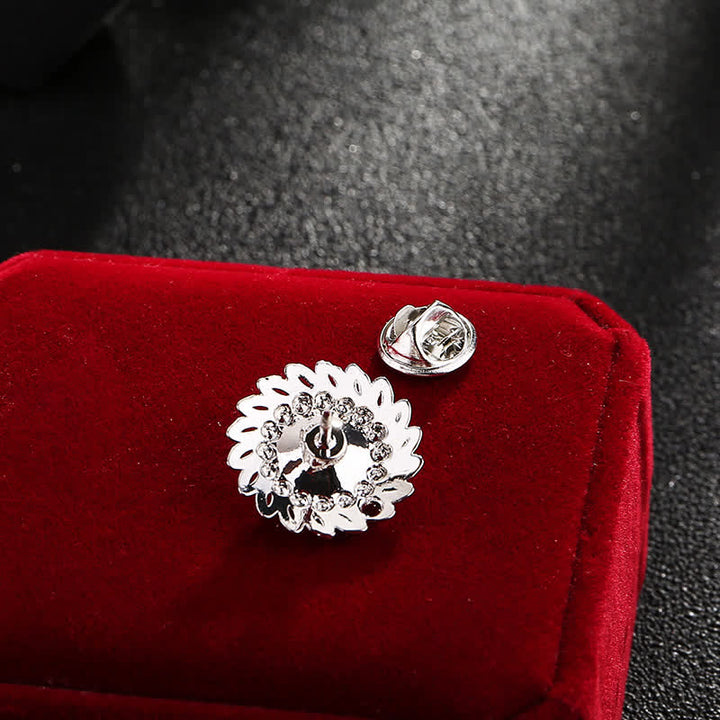 Men's Royal Flower Crystal Brooch - image 3