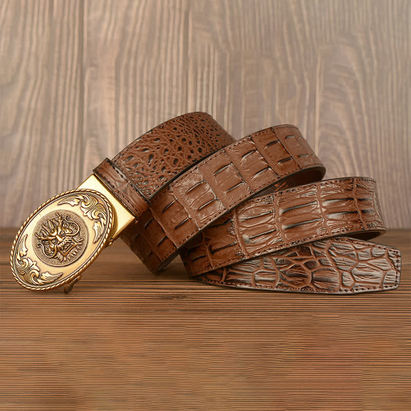 Men's Dragon Head Crocodile Pattern Leather Belt - image 4