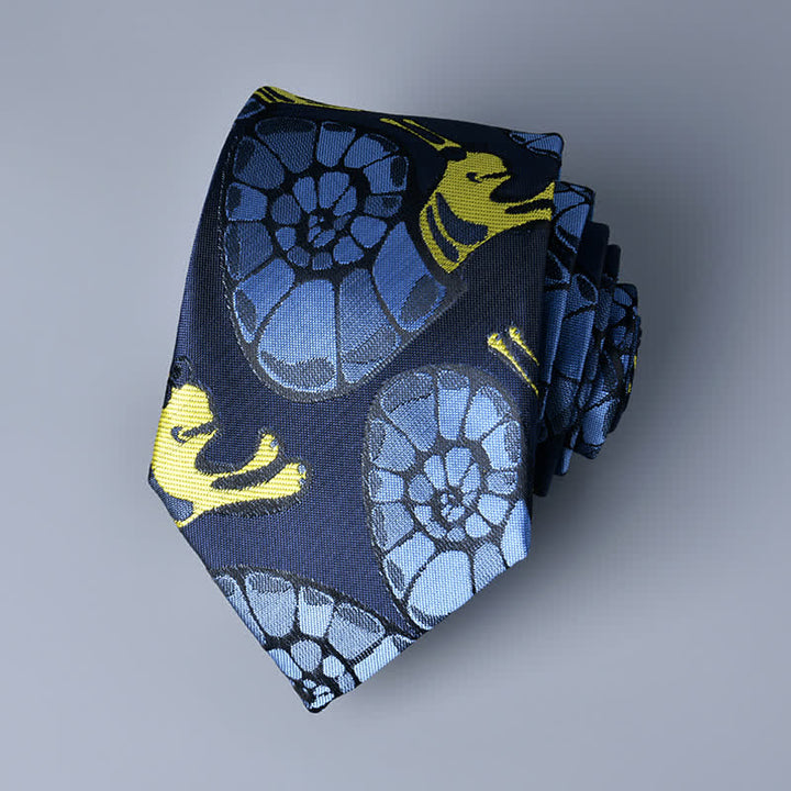  Navy & Yellow Men's Snail Floral Necktie - image 3