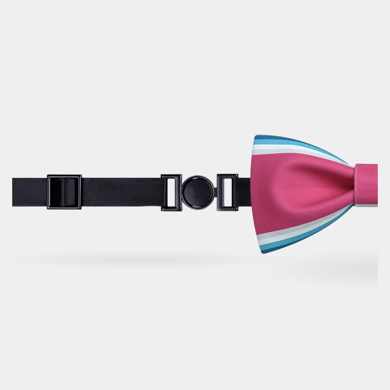 Men's Pink & Green Stripe Bow Tie - image 4