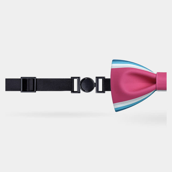 Men's Pink & Green Stripe Bow Tie - image 4