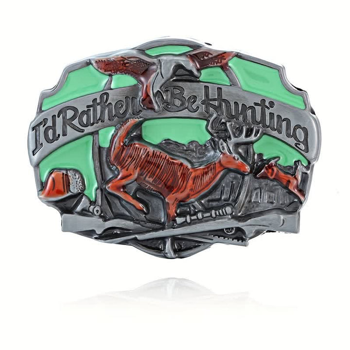 Men's DIY Hunting Deer In The Wild Buckle Leather Belt - image 2