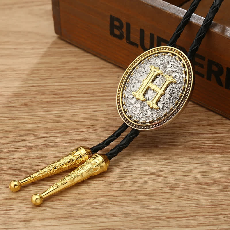 Western Cowboy Shirt Accessory Alphabet A To Z Bolo Tie - H - image 11