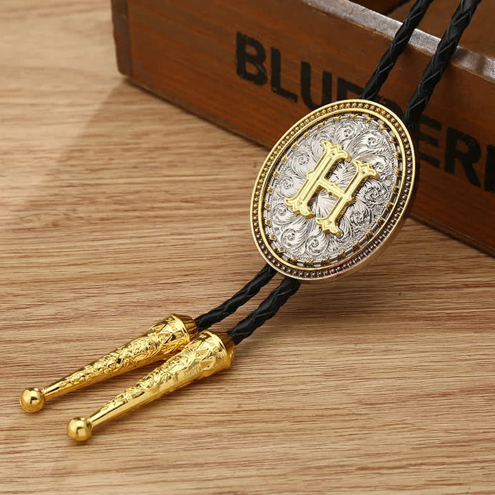 Western Cowboy Shirt Accessory Alphabet A To Z Bolo Tie - H - image 11