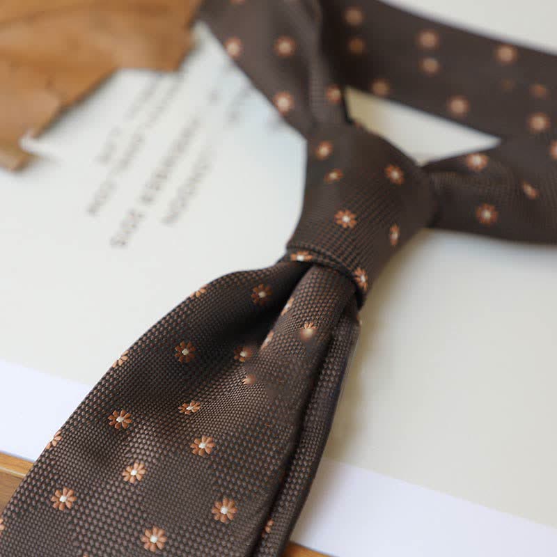 Men's Coffee Colors Series Striped Paisley Necktie - Style #4 - image 7