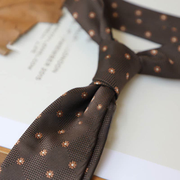 Men's Coffee Colors Series Striped Paisley Necktie - Style #4 - image 7