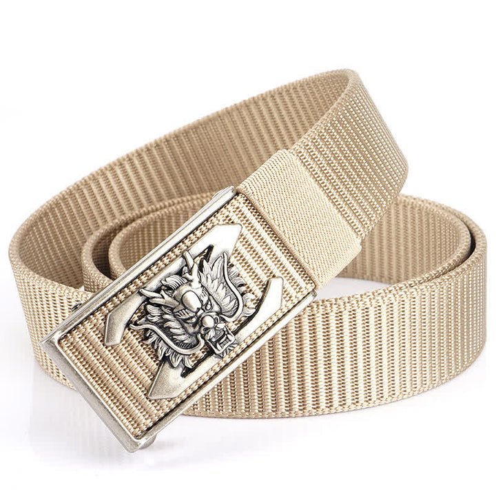 Men's Z Letter Mighty Dragon Nylon Belt - Beige / Silver - 48" - image 19