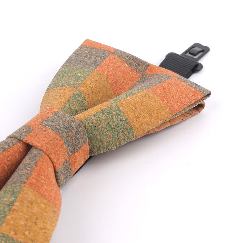 Men's Wood Grain Geometric Print Multi-Color Bow Tie - image 6