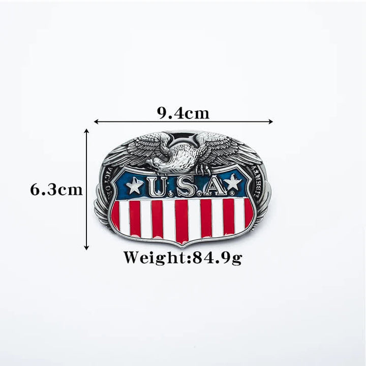 Men's Personality USA Flag Flying Eagle Leather Belt - image 5