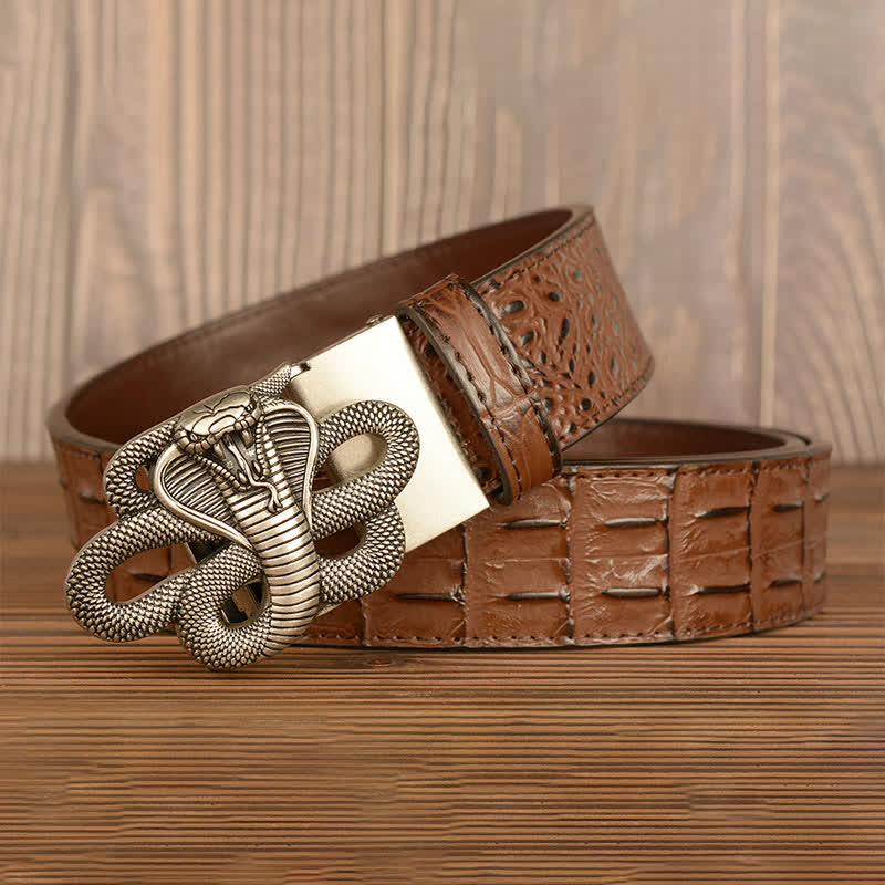 Men's Curled Cobra Alligator Pattern Leather Belt - image 19