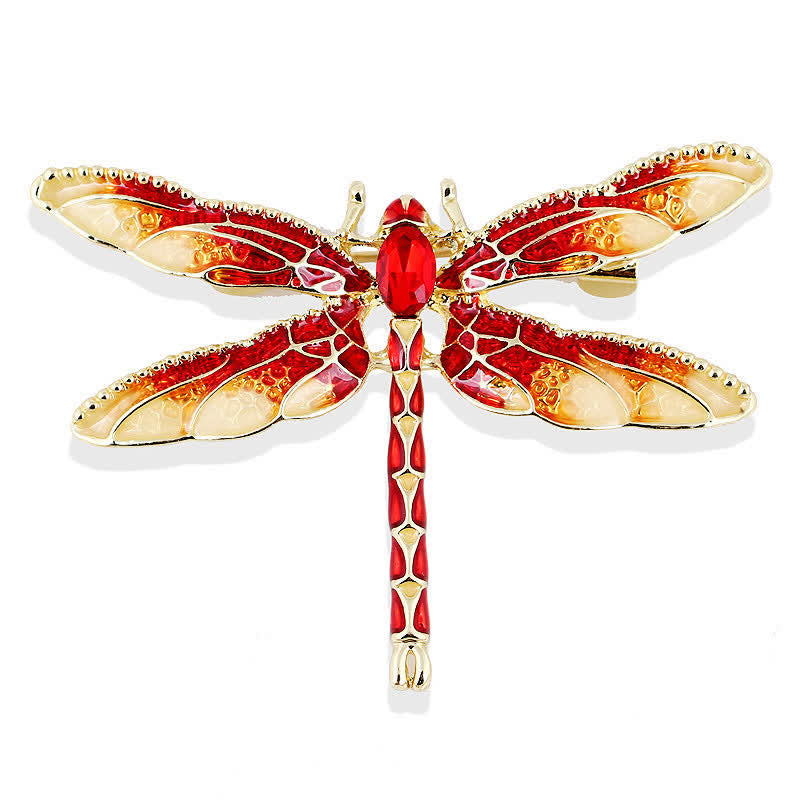 Women's Pretty Enamel Dragonfly Brooch - Red - image 4