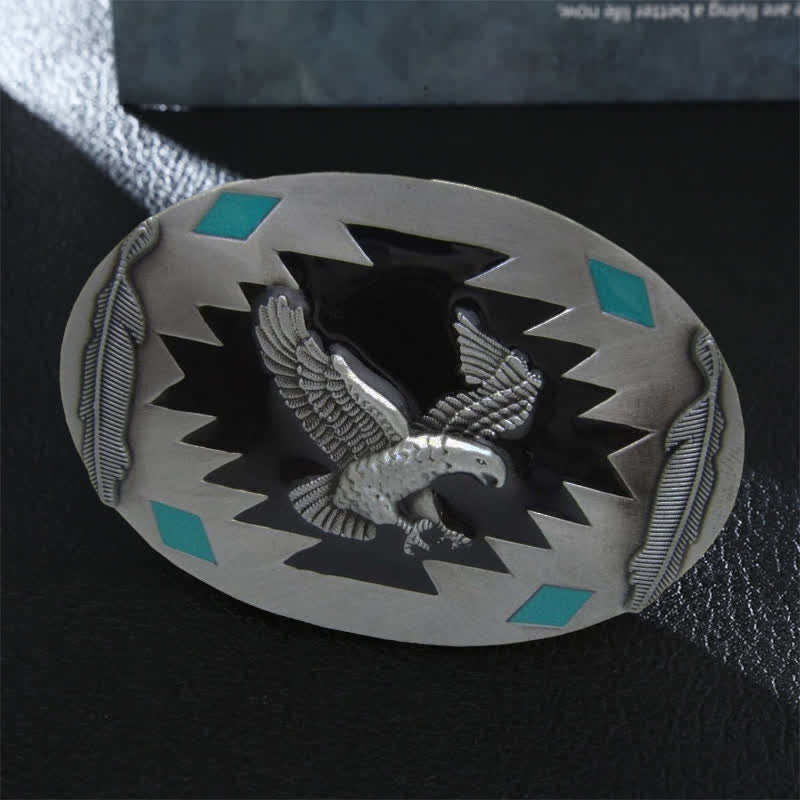 Men's DIY Western Flying Eagle Buckle Leather Belt - Eagle - Without Belt - image 0