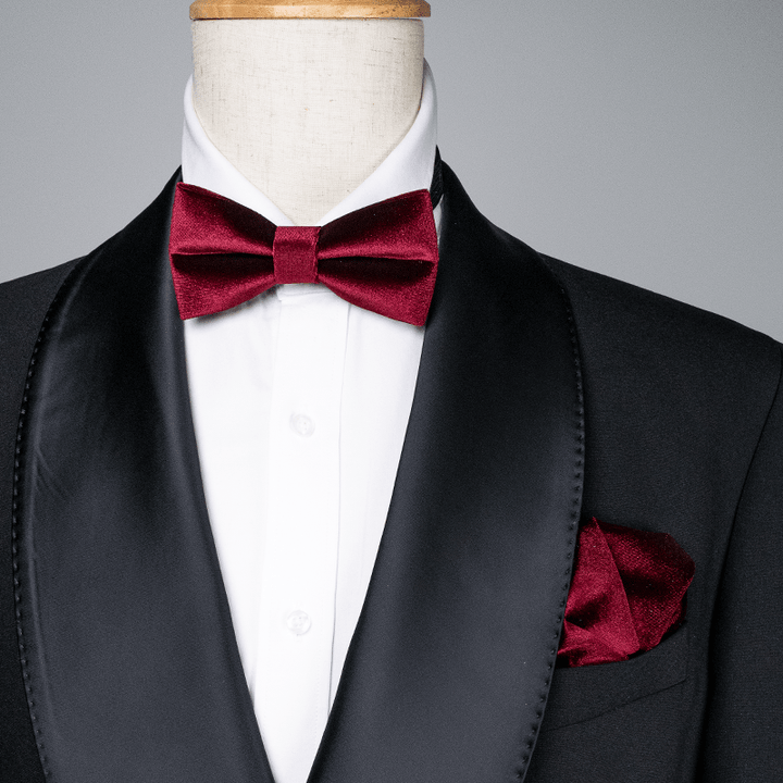 Men's Burgundy Solid Color Velvet Bow Tie - image 0