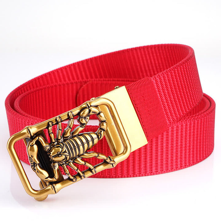 Men's King Scorpion Simple Nylon Belt - Red / Gold - 48" - image 15