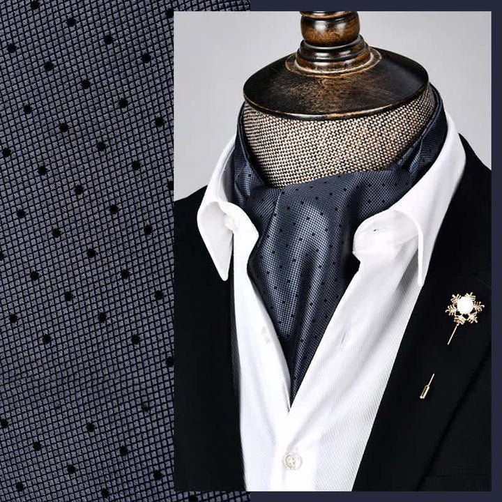 Gray Modern Grandeur Floral Ascot Polka Dots Cravat - Gray - image 0