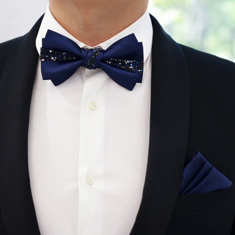 Men's Sparkling Glitter Bow Tie Pocket Square - image 2