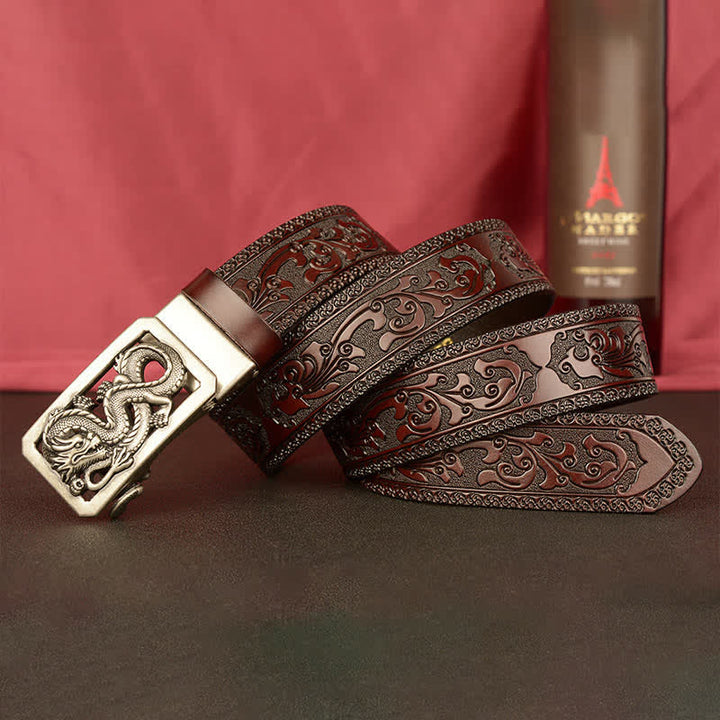 Men's Coiling Dragon Embossing Leather Belt - image 16