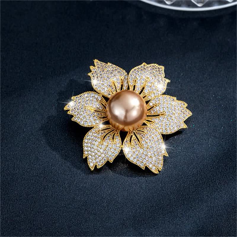 Women's Bright Pearl Luxury Bauhinia Brooch - image 2