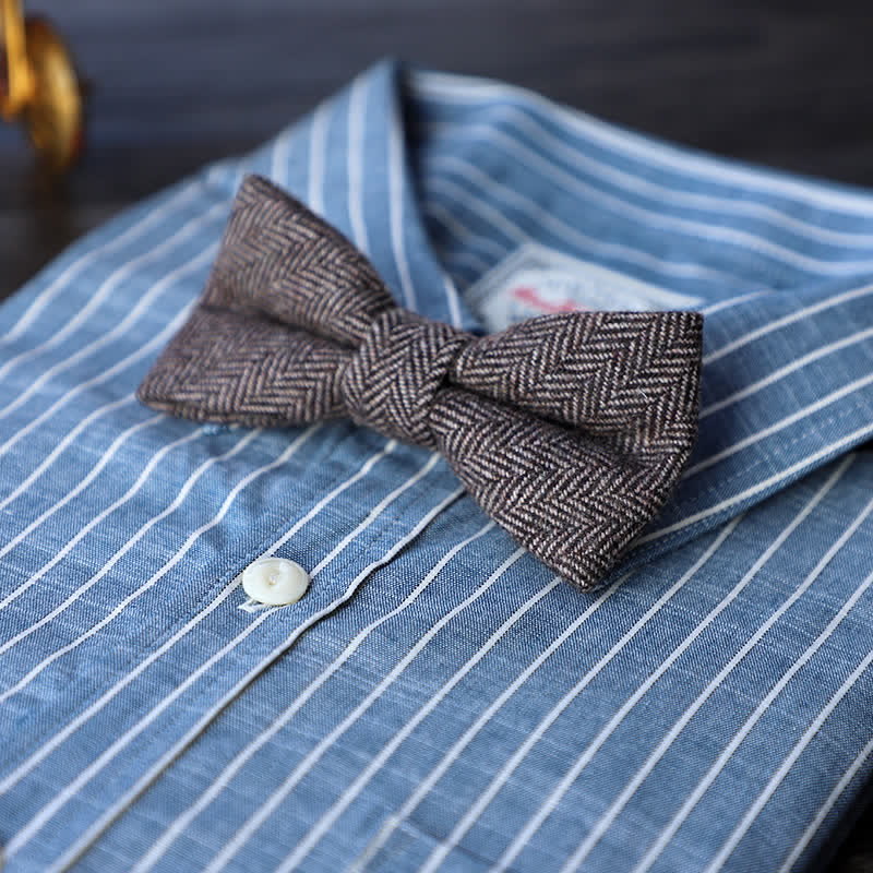 Men's Simple Tweed Wool Blend Bow Tie - # 11 - image 13
