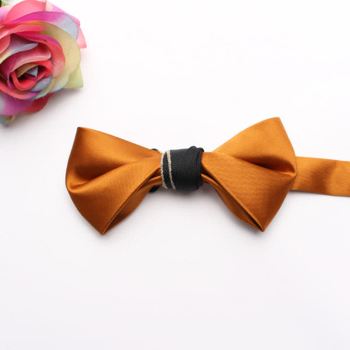 Men's Classic Glossy Solid Colored Bow Tie - Orange - image 9