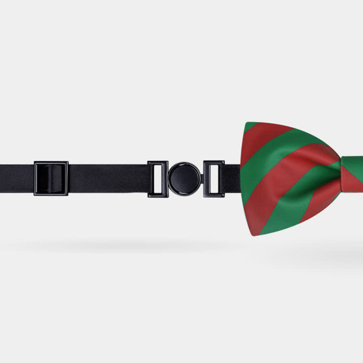 Men's Red & Green Christmas Stripes Bow Tie - image 2