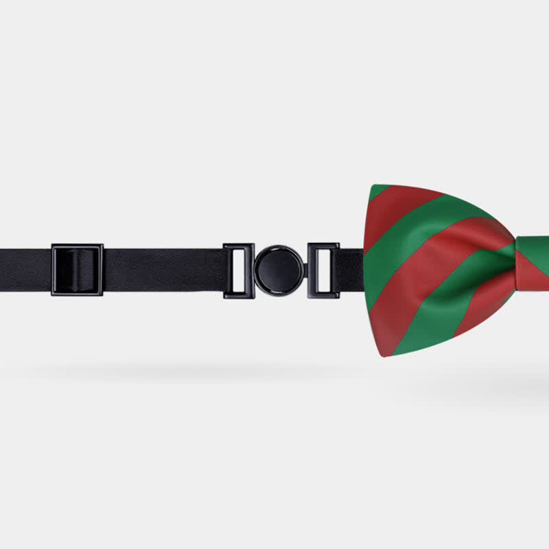 Men's Red & Green Christmas Stripes Bow Tie - image 2