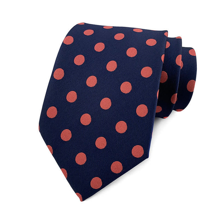 Men's Polka Dots Necktie - Medium Dots - Navy & Pink - image 24