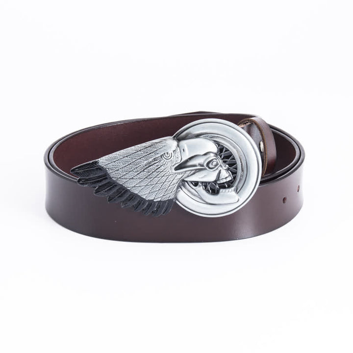 Men's Gothic Eagle Skull Leather Belt - image 6