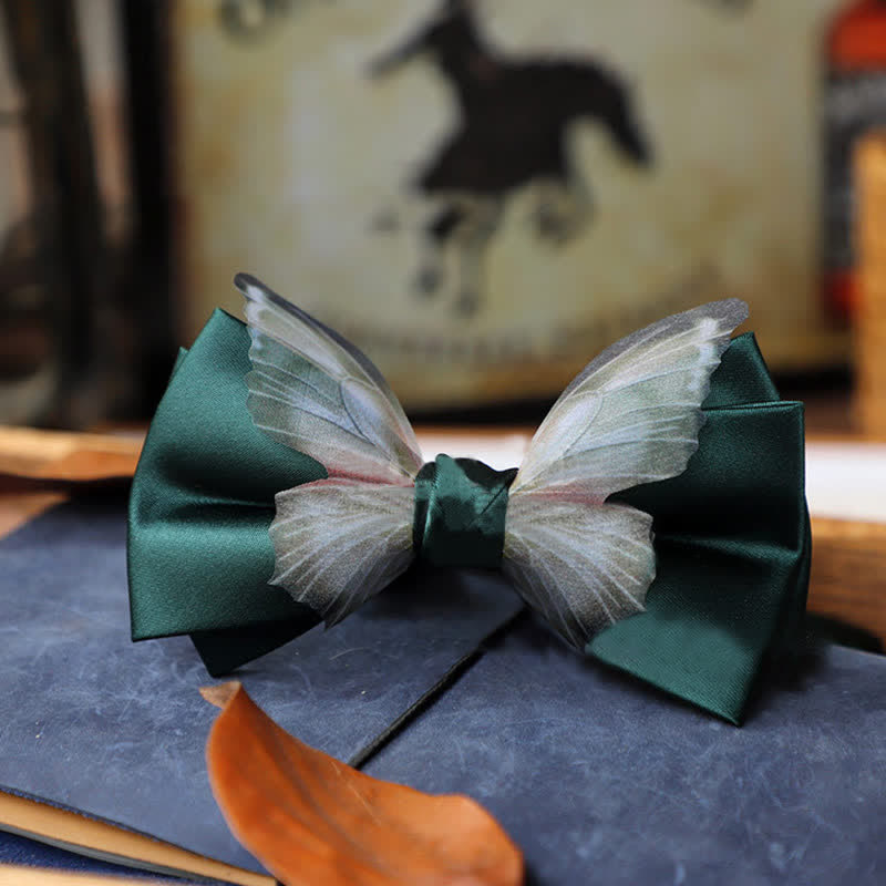 Men's Vintage Organza Butterfly Bow Tie Pocket Square Set - Green - Bow Tie - image 19