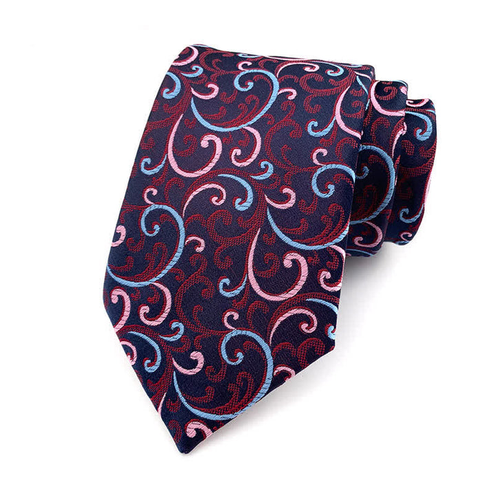 Men's Wine Royal Swirl Navy Necktie - Wine & Navy - image 0