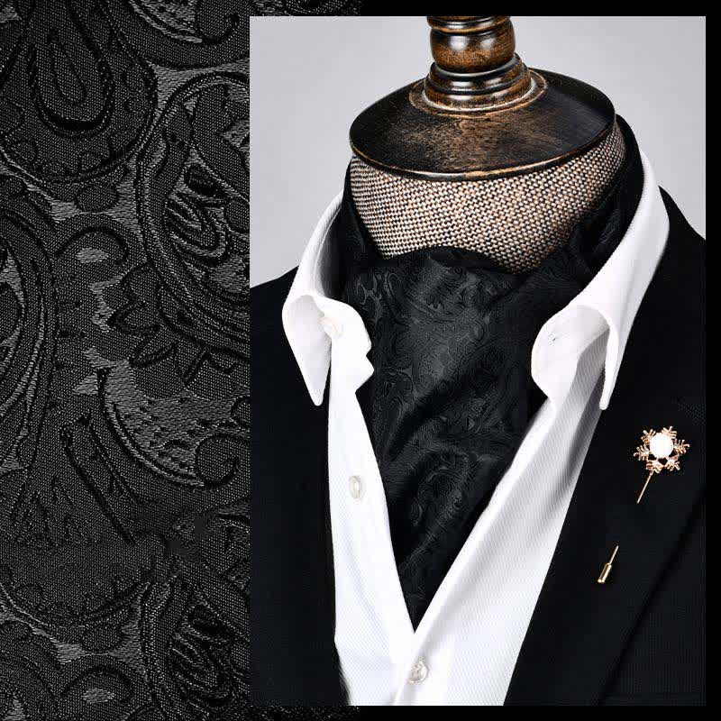Black Modern Grandeur Floral Ascot Paisley Cravat - Black - image 0