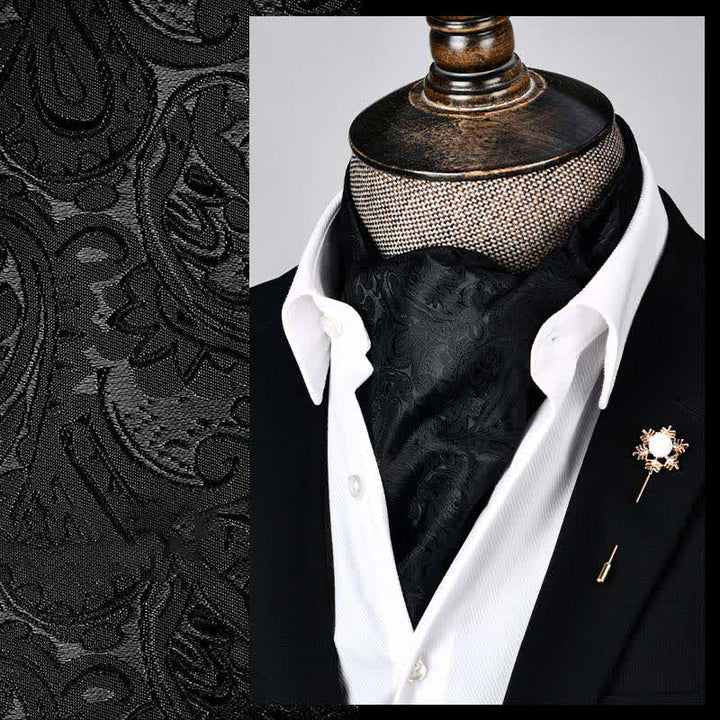 Black Modern Grandeur Floral Ascot Paisley Cravat - Black - image 0