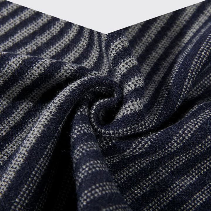 Men's Color Contrast Striped Pure Wool Scarf - image 4