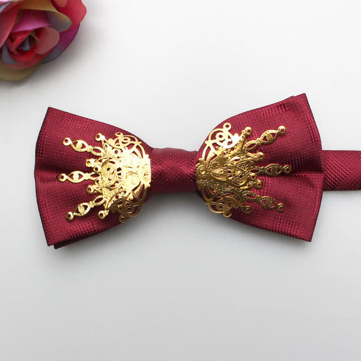 Men's Mosaic Bling Sunburst Bow Tie - Red & Gold - image 8