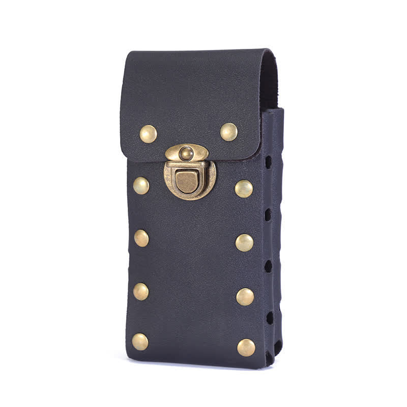 Vertical Double Layers Phone Case Belt Bag - Black - image 6