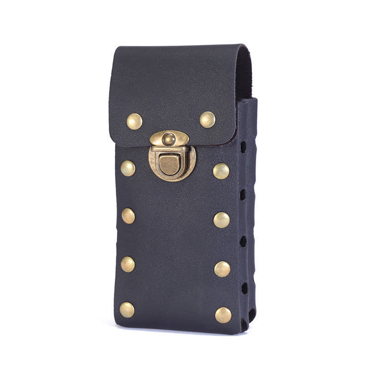 Vertical Double Layers Phone Case Belt Bag - Black - image 6